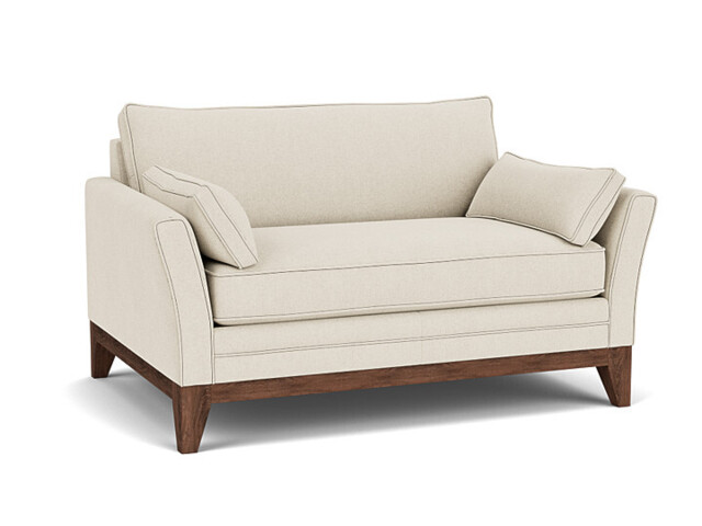 White Chenille Loveseat Armchair - Modern Snuggle Cuddler Custom Arm Chair In Stain Resistant Chenille - Exmouth Range - image 1