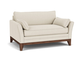 White Chenille Loveseat Armchair - Modern Snuggle Cuddler Custom Arm Chair In Stain Resistant Chenille - Exmouth Range - thumbnail 1