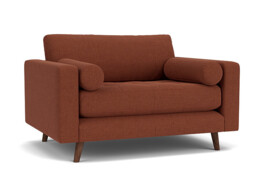 Red Velvet Loveseat Armchair - Modern Snuggle Cuddler Custom Arm Chair In Easy Clean Velvet - Shoreditch Range - thumbnail 1