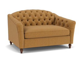 Orange Velvet Loveseat Armchair - Traditional Snuggler Cuddler Custom Arm Chair In Stain Resistant Velvet - Payton Range
