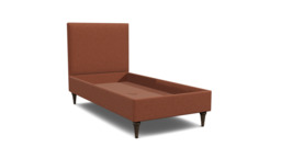 Red Velvet Single Bed Frame - Traditional Low End With Large Headboard In Easy Clean Velvet - Yarnmouth Range