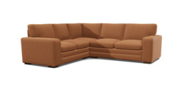 Orange Velvet 2X2.5 Seater Corner Sofabed - Modern Style Custom Sofa In Stain Resistant Velvet - Sloane Range - thumbnail 1