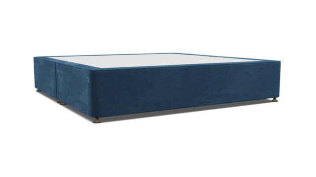 Blue Velvet Emperor Size Bed Divan - Modern Style Divan Base In Easy Clean Velvet - Barnsley Range - image 1