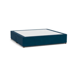 Blue Velvet Emperor Size Bed Divan - Modern Style Divan Base In Easy Clean Velvet - Barnsley Range