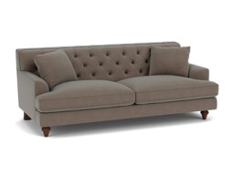 Brown Velvet 4 Seater Sofa - Traditional Button Back Custom Sofa In Easy Clean Velvet - Charnwood Range - thumbnail 1