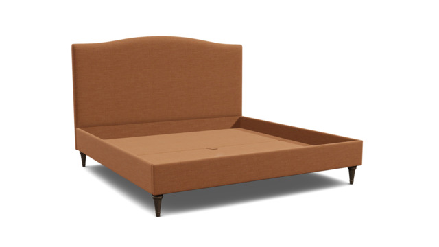 Orange Velvet Emperor Size Bed Frame - Traditional Low End With Large Headboard In Stain Resistant Velvet - Avebury Range - image 1