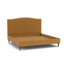 Orange Velvet Emperor Size Bed Frame - Traditional Low End With Large Headboard In Stain Resistant Velvet - Avebury Range - thumbnail 1