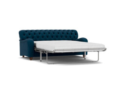 Blue Velvet 3.5 Seater Sofabed - Traditional Fold Out Custom Sofa Bed In Easy Clean Velvet - Bakewell Range
