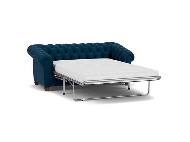Blue Velvet 3 Seater Sofabed - Traditional Fold Out Custom Sofa Bed In Easy Clean Velvet - Wantage Range - image 1