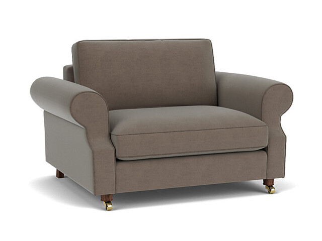 Brown Velvet Loveseat Armchair - Traditional Snuggler Cuddler Custom Arm Chair In Easy Clean Velvet - Kendal Range - image 1