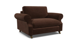 Brown Velvet Loveseat Armchair - Traditional Snuggler Cuddler Custom Arm Chair In Easy Clean Velvet - Kendal Range