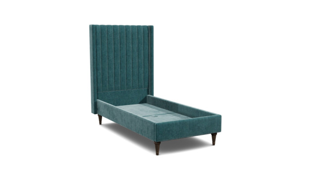 Teal Velvet Single Bed Frame - Modern Style Bed With Headboard In Stain Resistant Velvet - Wokingham Range - image 1