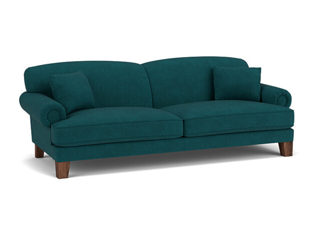 Teal Velvet 4 Seater Sofa - Traditional Style Custom Sofa In Stain Resistant Velvet - Thatcham Range - image 1