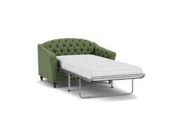 Green Linen Loveseat Armchair Sofabed - Traditional Style Single Chair Bed - Payton Range