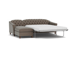Sophisticated Payton Brown 3 Seater Versatile Chaise Sofa Bed, Deep Button Detailing and Customisable - Darlings of Chelsea