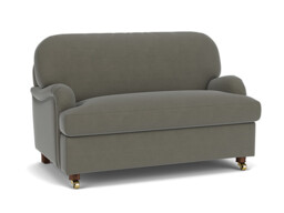 Grey Fabric Loveseat Armchair - Traditional Snuggler Cuddler Custom Arm Chair In Easy Clean Fabric - Helston Range
