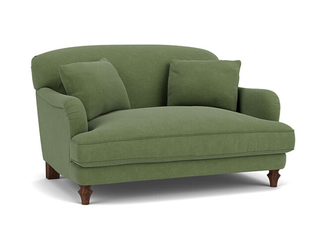 Green Linen Loveseat Armchair - Traditional Snuggler Cuddler Custom Arm Chair - Evelyn Range - image 1