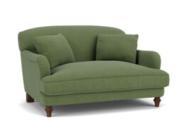 Green Linen Loveseat Armchair - Traditional Snuggler Cuddler Custom Arm Chair - Evelyn Range - thumbnail 1