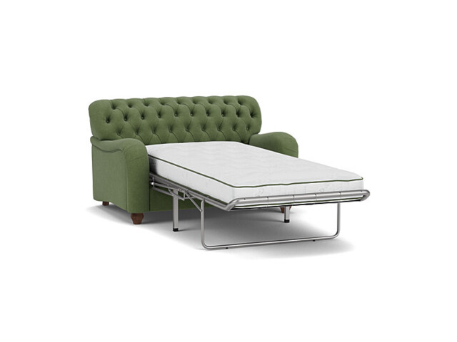 Green Linen Loveseat Armchair Sofabed - Traditional Chesterfield Style Single Chair Bed - Bakewell Range - image 1