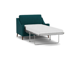 Teal Velvet Loveseat Armchair Sofabed - Modern Pull Out Chair Bed In Stain Resistant Velvet - Weymouth Range - thumbnail 1