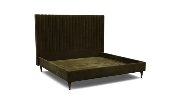 Green Linen Emperor Size Bed Frame - Modern Style Bed With Headboard - Wokingham Range - image 1