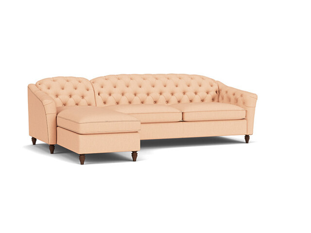 Pink 3.5 Seater Corner Sofa - Traditional Chesterfield Style Fabric Luxury Premium Corner Sofa - Payton Range - image 1