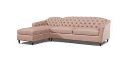 Pink 3.5 Seater Corner Sofa - Traditional Chesterfield Style Fabric Luxury Premium Corner Sofa - Payton Range - thumbnail 1