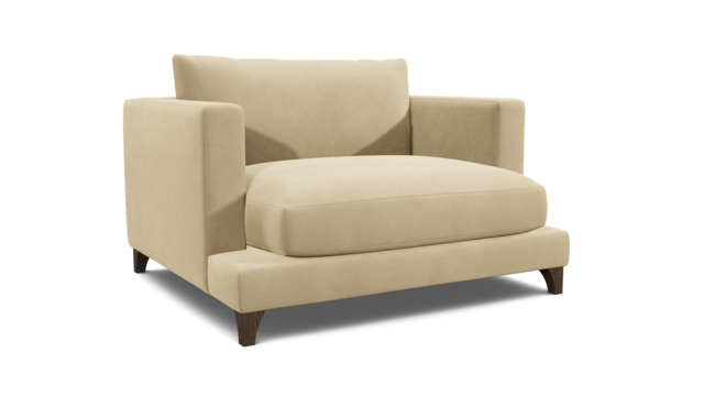 Cream Fabric Loveseat Armchair - Modern Snuggle Cuddler Custom Arm Chair - Holland Range - image 1