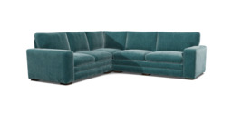 Teal Velvet 3X2.5 Seater Corner Sofabed - Modern Style Custom Sofa In Stain Resistant Velvet - Sloane Range - thumbnail 1