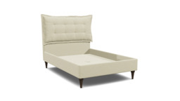 White Chenille Double Bed Frame - Traditional Low End With Large Headboard In Stain Resistant Chenille - Lyndhurst Range