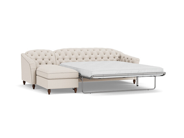 Sophisticated Payton Cream 3.5 Seater Versatile Chaise Sofa Bed, Deep Button Detailing and Customisable - Darlings of Chelsea - image 1