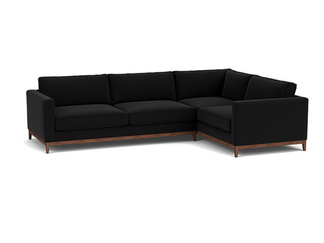 Black Velvet 4 Seater Right Corner Sofa - Modern Style Custom Sofa In Easy Clean Velvet - Darwin Range - image 1