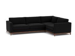 Black Velvet 4 Seater Right Corner Sofa - Modern Style Custom Sofa In Easy Clean Velvet - Darwin Range - thumbnail 1