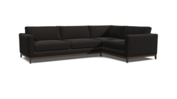 Black Velvet 4 Seater Right Corner Sofa - Modern Style Custom Sofa In Easy Clean Velvet - Darwin Range - thumbnail 1