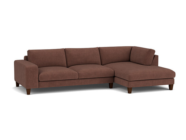 Purple Velvet 3 Seater Sofa With Chaise - Modern Style Custom Sofa In Easy Clean Velvet - Kingly Range - image 1