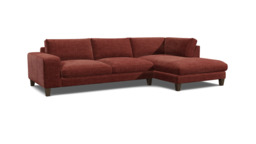 Purple Velvet 3 Seater Sofa With Chaise - Modern Style Custom Sofa In Easy Clean Velvet - Kingly Range - thumbnail 1