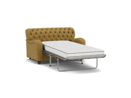 Yellow Velvet Loveseat Armchair Sofabed - Traditional Chesterfield Style Single Chair Bed In Stain Resistant Velvet - Bakewell Range - thumbnail 1