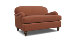 Red Velvet Loveseat Armchair - Traditional Snuggler Cuddler Custom Arm Chair In Easy Clean Velvet - Lincoln Range