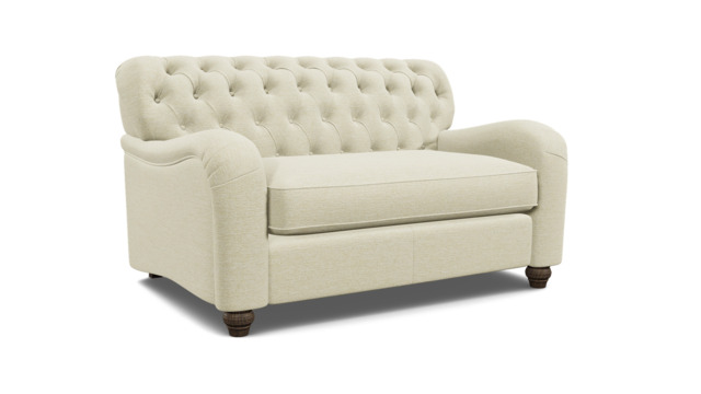 White Chenille Loveseat Armchair - Traditional Snuggler Cuddler Custom Arm Chair In Stain Resistant Chenille - Bakewell Range - image 1