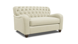 White Chenille Loveseat Armchair - Traditional Snuggler Cuddler Custom Arm Chair In Stain Resistant Chenille - Bakewell Range - thumbnail 1