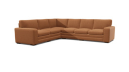 Orange Velvet 4X3 Seater Corner Sofa - Modern Style Custom Sofa In Stain Resistant Velvet - Sloane Range