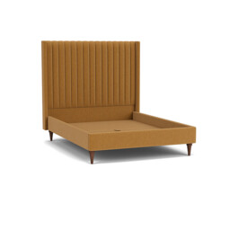 Orange Velvet King Size Bed Frame - Modern Style Bed With Headboard In Stain Resistant Velvet - Wokingham Range
