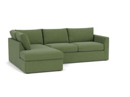 Green Linen 5 Seater Sofa With Chaise - Modern Style Custom Sofa - Portland Range - thumbnail 1