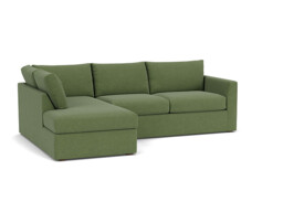 Green Linen 5 Seater Sofa With Chaise - Modern Style Custom Sofa - Portland Range