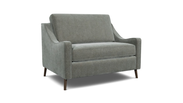 Grey Fabric Loveseat Armchair - Modern Snuggle Cuddler Custom Arm Chair In Easy Clean Fabric - Weymouth Range - image 1