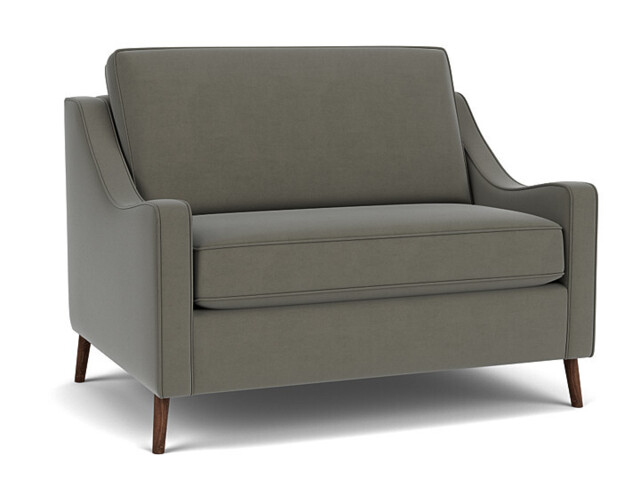 Grey Fabric Loveseat Armchair - Modern Snuggle Cuddler Custom Arm Chair In Easy Clean Fabric - Weymouth Range - image 1