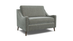 Grey Fabric Loveseat Armchair - Modern Snuggle Cuddler Custom Arm Chair In Easy Clean Fabric - Weymouth Range - thumbnail 1