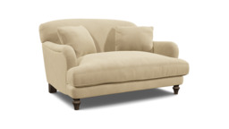 Cream Fabric Loveseat Armchair - Traditional Snuggler Cuddler Custom Arm Chair - Evelyn Range