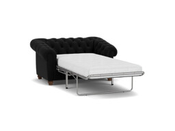 Black Velvet Loveseat Armchair Sofabed - Traditional Style Single Chair Bed In Easy Clean Velvet - Wantage Range - thumbnail 1