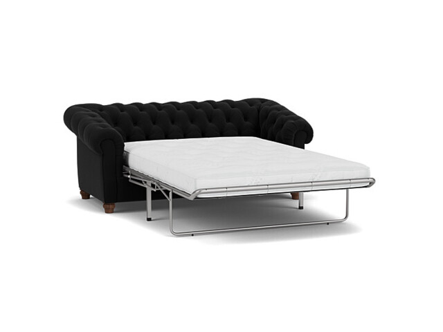 Black Velvet 3 Seater Sofabed - Traditional Fold Out Custom Sofa Bed In Easy Clean Velvet - Wantage Range - image 1